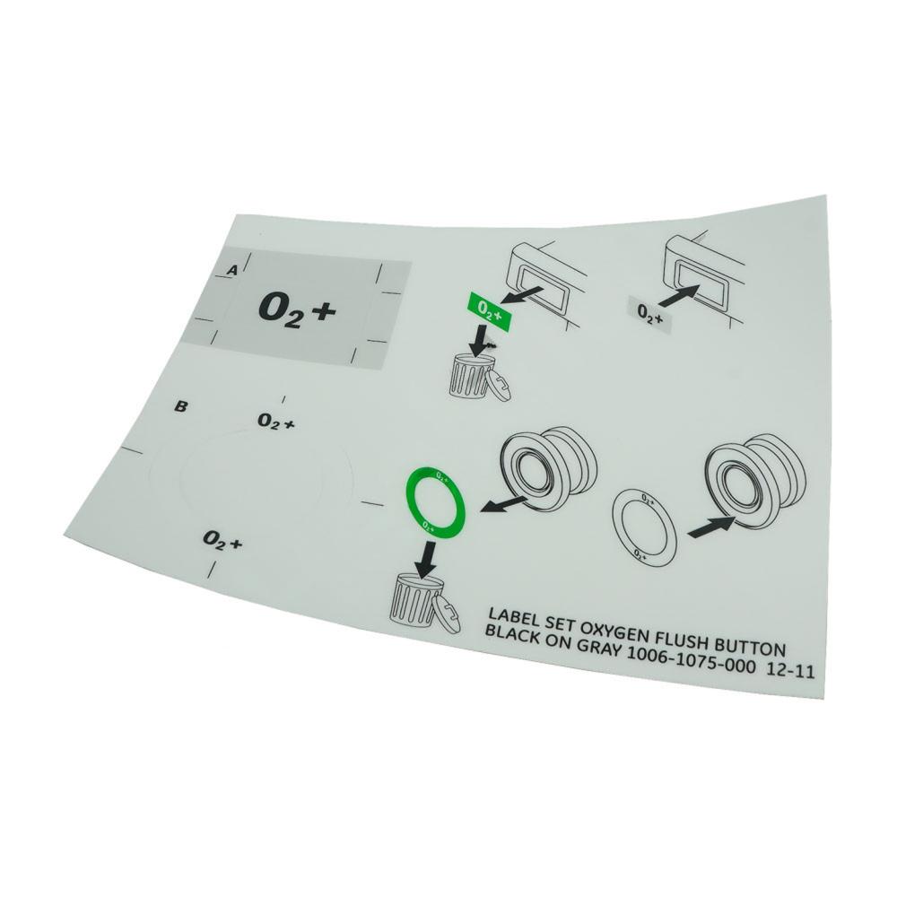 Label Set Oxygen Flush Button Black on Gray Label Set Oxygen Flush Button Black on Gray