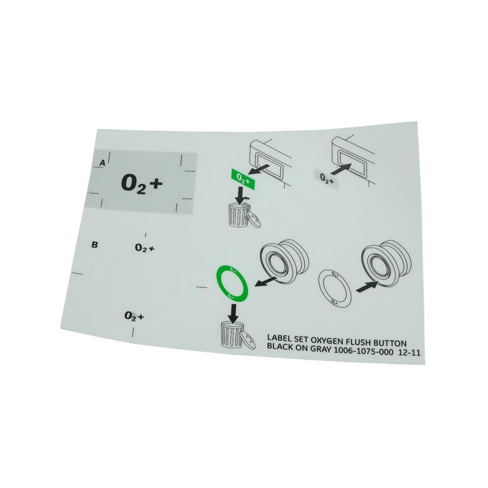 Label Set Oxygen Flush Button Black on Gray Label Set Oxygen Flush Button Black on Gray